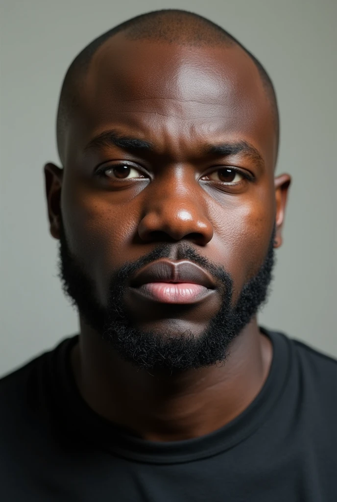 Black bald chubby boy with little beard