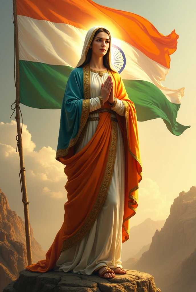 mother mary and indian flag she is the protector of india