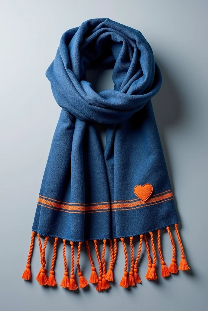 A blue tone，Orange-embellished bank employee scarf