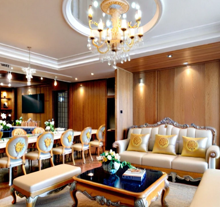 RAW photo, masterpiece, a view of a living room with a couch, chairs, and a chandelier, highly detailed interior, neo - classical style, neoclassical style, neoclassicism style, interior architect architectural visualization, neoclassical style, in style of classicism, white light sun, rendered in vray, rendered in v-ray, rendered in unreal engine 3d, (photorealistic:1.2), (photorealistic:1.5), best quality, ultra high res, architechture, (leather sofa detail:1.5), neoclassic house, (detailed railing neoclassic:1.5), luxury neoclassical villa, (mable floor details:1.5), (detailed neoclassical carpet:1.5), in the style of neoclassical scene, glass windows, best quality, (Intricate lines:1.5), ((Photorealism:1.5)),(((hyper detail:1.5))), archdaily, award winning design, (dynamic light:1.3), (day light:1.2), (perfect light:1.3), (shimering light :1.4), refection glass windows, (curved line architecture arch:1.2), photorealistic, FKAA, TXAA, RTX, SSAO, Post Processing, Post-Production, CGI, VFX, SFX, Full color,((Unreal Engine 5)), Canon EOS R5 Camera + Lens RF 45MP full-frame CMOS sensor, HDR, Realistic, Cinematic intricate detail, extreme detail, science, hyper-detail, FKAA, super detail, super realistic, crazy detail, intricate detail, nice color grading, reflected light on glass, eye-catching wall lights, unreal engine 5, octane render, cinematic, trending on artstation, High-fidelity, Viwvid, Crisp, Sharp, Bright, Stunning, ((Lifelike)), Natural, ((Eye-catching)), Illuminating, Flawless, High-quality,Sharp edge rendering, medium soft lighting, photographic render, detailed archviz, ((( Pachyloba, Doussie, Afzelia. organe brown wooden : 1.7 )))