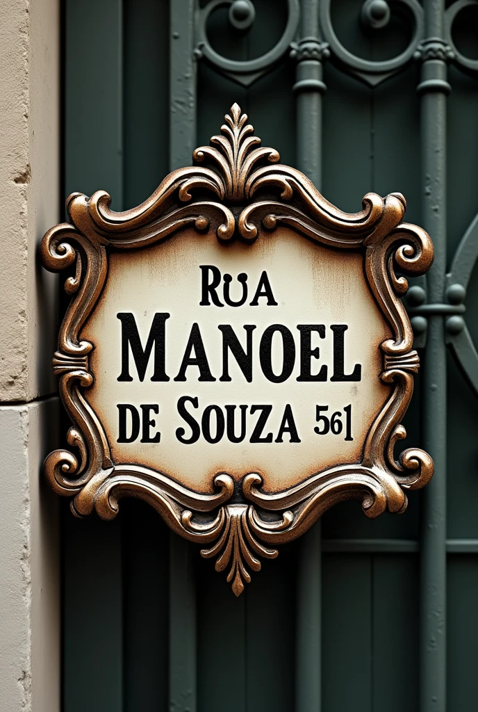 Create a sign with the phrase Rua Manoel Garcia de Souza n° 561