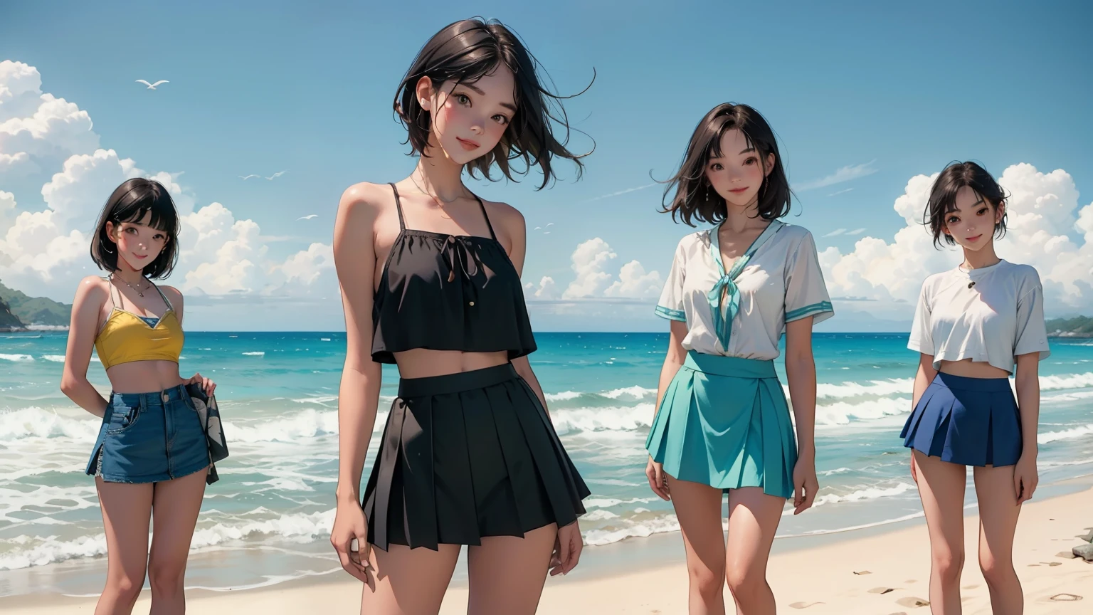 20 yo aussie girls in school uniforms playing in the water, at the beach, sunset, twilight hour, magic hour, wet sand, waves, long sleeves, 2 girls, (cardigan), ((loose tie)), ((pleated skirt)), closeup fantasy with water magic, beautiful maidens, playful, (splashing) wearing a skirt made of water, cleavage, photorealistic, dripping wet, in water up to their shoulders, beautiful realistic photo, nymph in the water, hyperrealist portrait at seaside, hyperrealistic fantasy photo, splashing, playing with each other, cute shot, narrow depth of field, 8k, ((drenched)), ((soaked)), (dripping water), dripping oil, heavy clothes, soaked in oil, wet all over, rouge lipstick, wet dripping hair, varied hair, smiling, ((see throug, varied poses, tropical beach