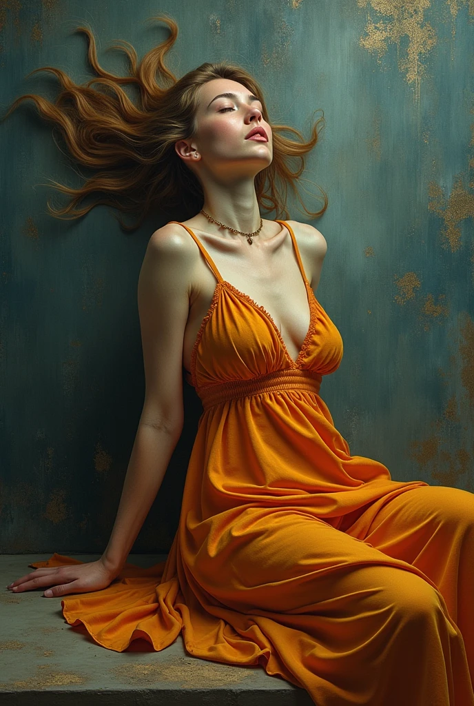 I am the last surrealist painting that exists on this planet, the last work of art that represents a beautiful woman full of hope. , The message I want to leave is that art once existed , real very real , 24k unique piece rule of thirds cinema lighting photoshop finishes and colors of a work of art