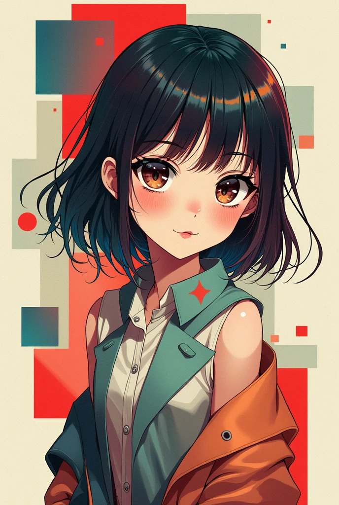 Anime girl cubism