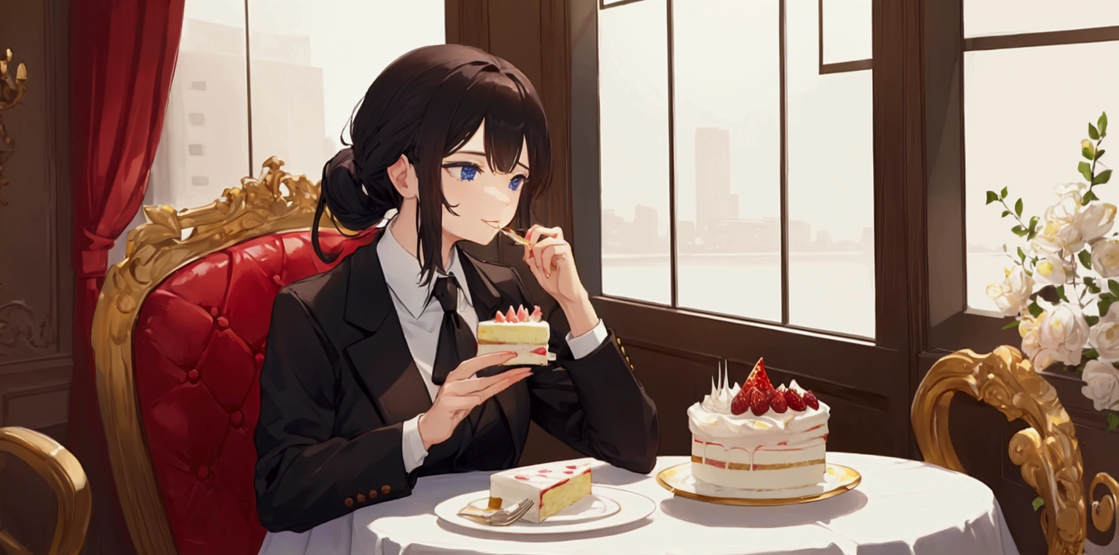 1 person　Eating cake