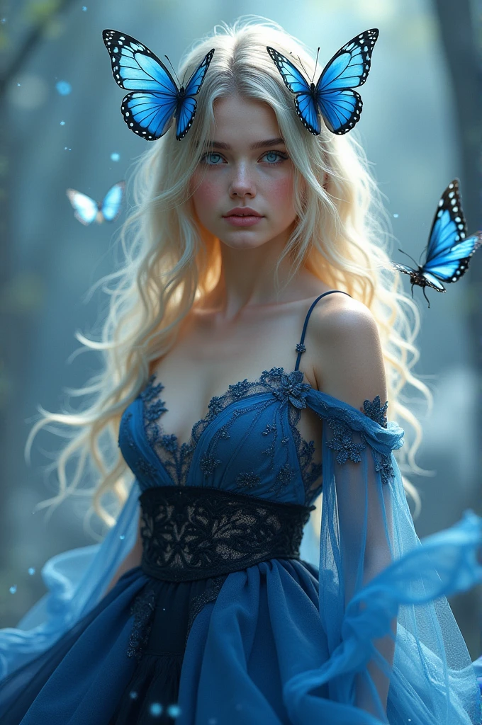 White Lace, Gorgeous highly detailed young lady with intricate white lace dress, beautiful long wavy hair, intricately detailed blues eyes, Seductive, Attractive, Elegant, Lumen Global Illumination, Scenic, Hyper-Realistic, Hyper-Detailed, 8k, Fliegenpilz,Artgerm, Wlop, by Greg Rutkowski