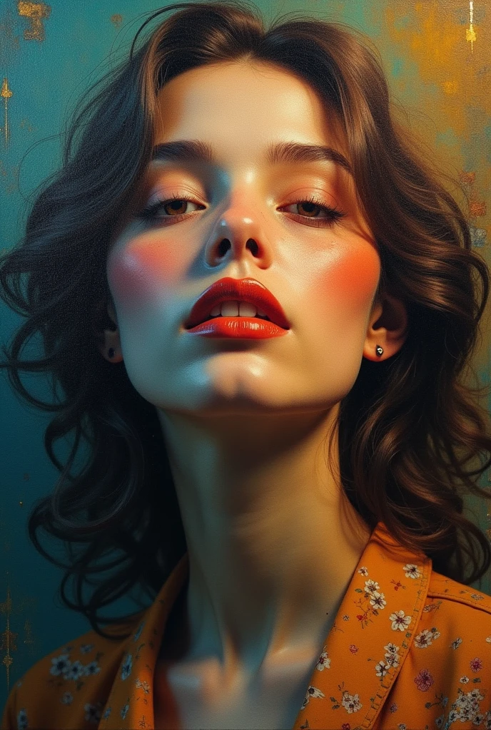 I am the last surrealist painting that exists on this planet, the last work of art that represents a beautiful woman full of hope. , The message I want to leave is that art once existed , real very real , 24k unique piece rule of thirds cinema lighting photoshop finishes and colors of a work of art