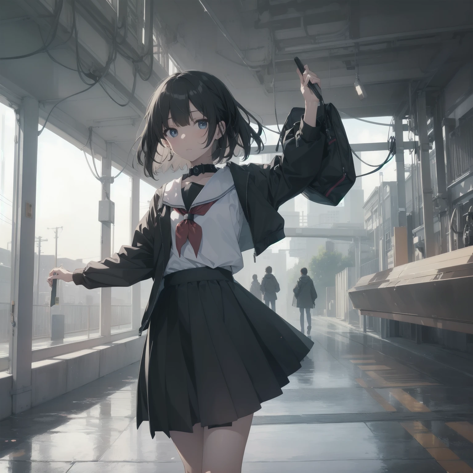 ultra-absurdres-Top quality by artist God, ultra-detailed, high resolution, anime moe artstyle, best anime 8k konachan wallpaper, pixiv contest winner, pool:2810, perfect anatomy,break, 1girl, (Please draw a girl walking sleepily to school alone. )break,(Solo,little female, 13-year-old:1.3),Full limbs, complete fingers,a junior high school student, (very short hair), short cut, flat chest, , small butt, small black eyes, beautiful detailed eyes, well-proportioned iris and pupils, expressive eyes, highres detailed hair, soft expression, salor school_uniform, sailor collar, serahuku, bow, pleated skirt,(Detailed Lighting), (Detailed background), in the School commute route. break,super detailed skin, Best cinematic lighting powered by famous artist, 8k,beauty illustration,photoshop_(medium),very aesthetic,break,((artist:ayu_(mog) )), artist:clamp ,artist:carnelian ,artist:kantoku ,
