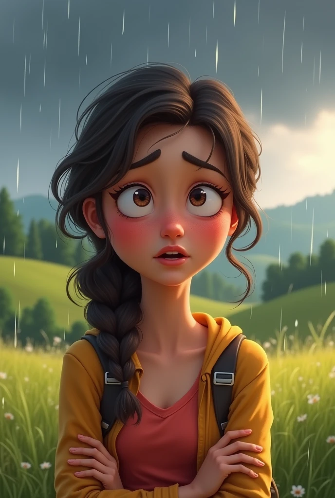 How does Mia react when she realizes the picnic will be canceled due to the rain?