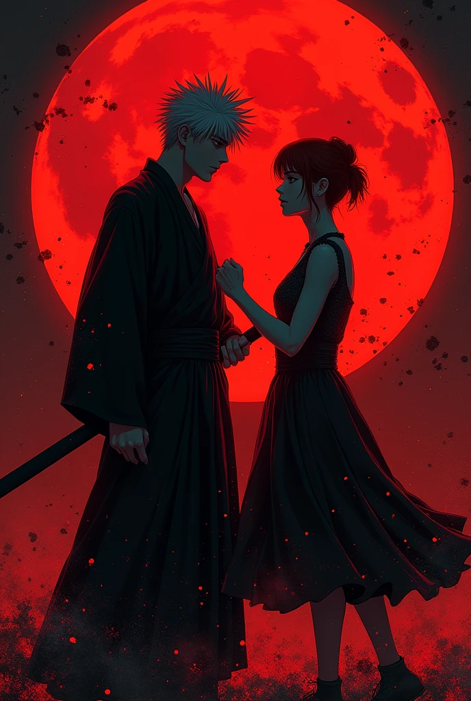 Jujutsu Kaisen, itadori and megumi fighting, red night, red moon