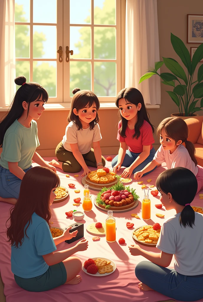 How do Lila’s friends contribute to setting up the indoor picnic?