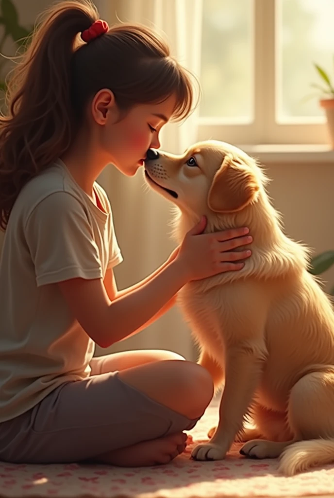 The dog loves its owner