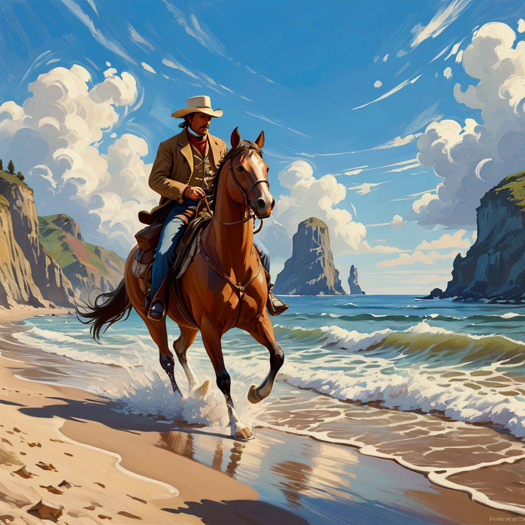 Running along the seaside1Bubbaaro、masterpiece, Highest quality, High detail, High-resolution model, Anatomically correct, Cowboy Shot, Illustration effect for posters and magazines, Focus: 135mm, macro photo, Concentrated line, far and near method, Impressionism, abstract, abstract絵画, movie, Monet, Northern Renaissance,