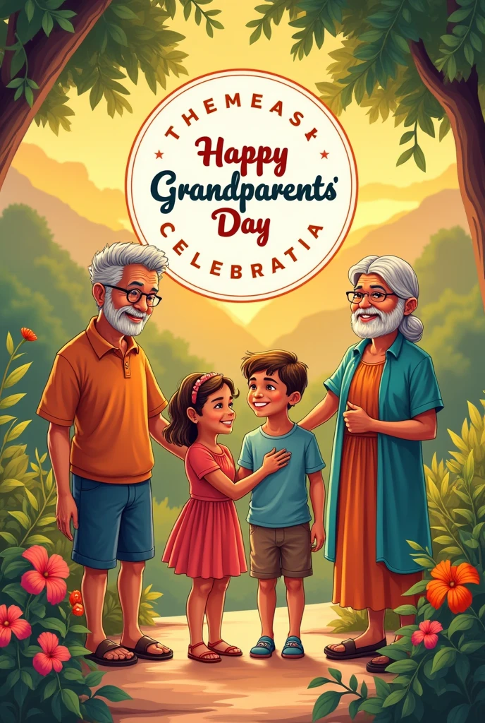An image of Grandparents' Day with a text that says Honduras and space for a round logo with an image representing Grandparents' Day and with the date written on it