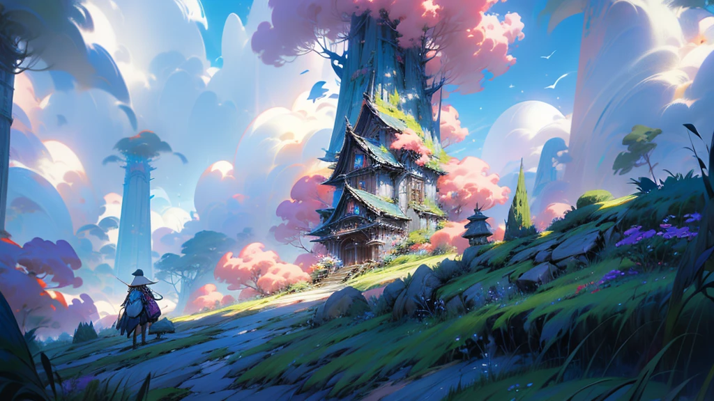 Otherworldly fantasy　Above the Clouds　landscape　beautiful　Fantasy　magic　wonder　Background image　null