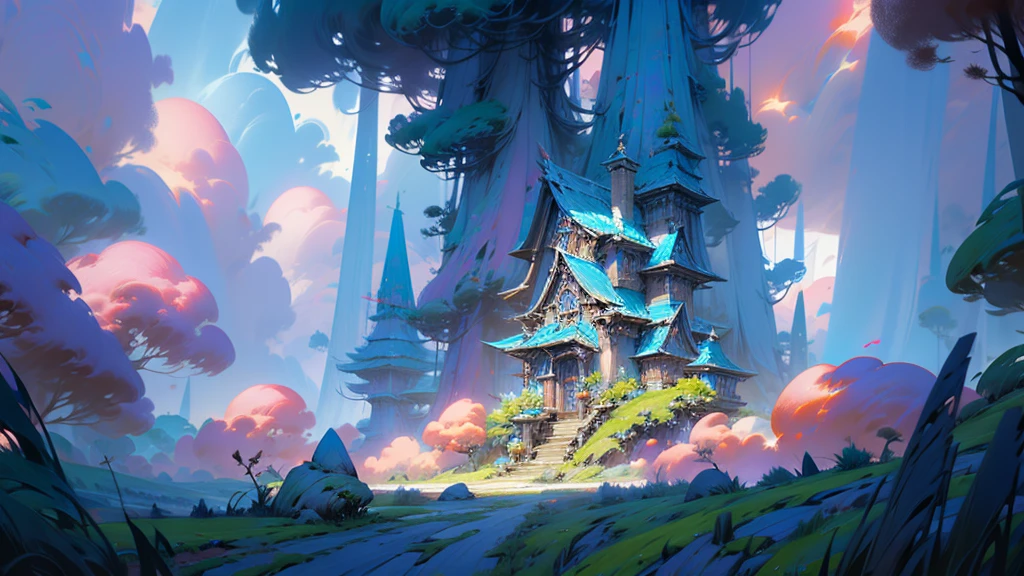 Otherworldly fantasy Above the Clouds landscape beautiful Fantasy magic wonder Background image null