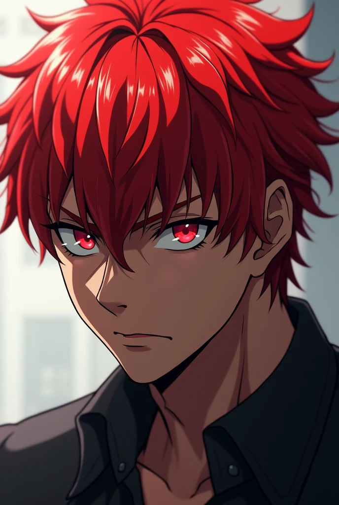 anime 4k,homen de cabelo vermelho 🛑e olho vermelho moreno com franja sério do anime jujutsu kaise
