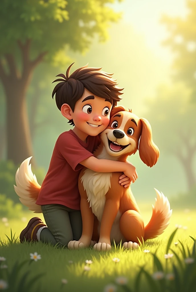 The dog and the boy become best friends