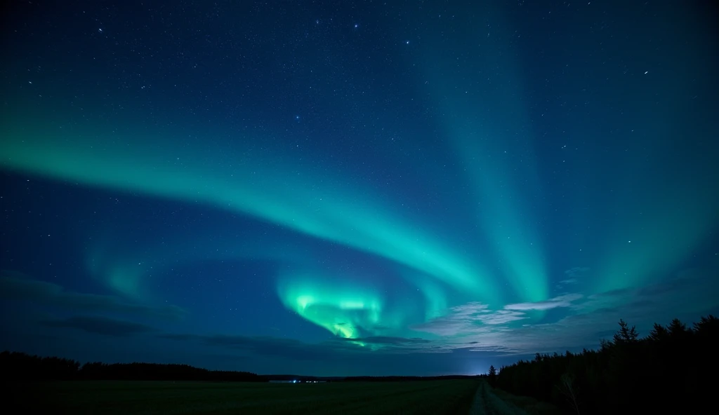A beautiful night sky，aurora，Stars