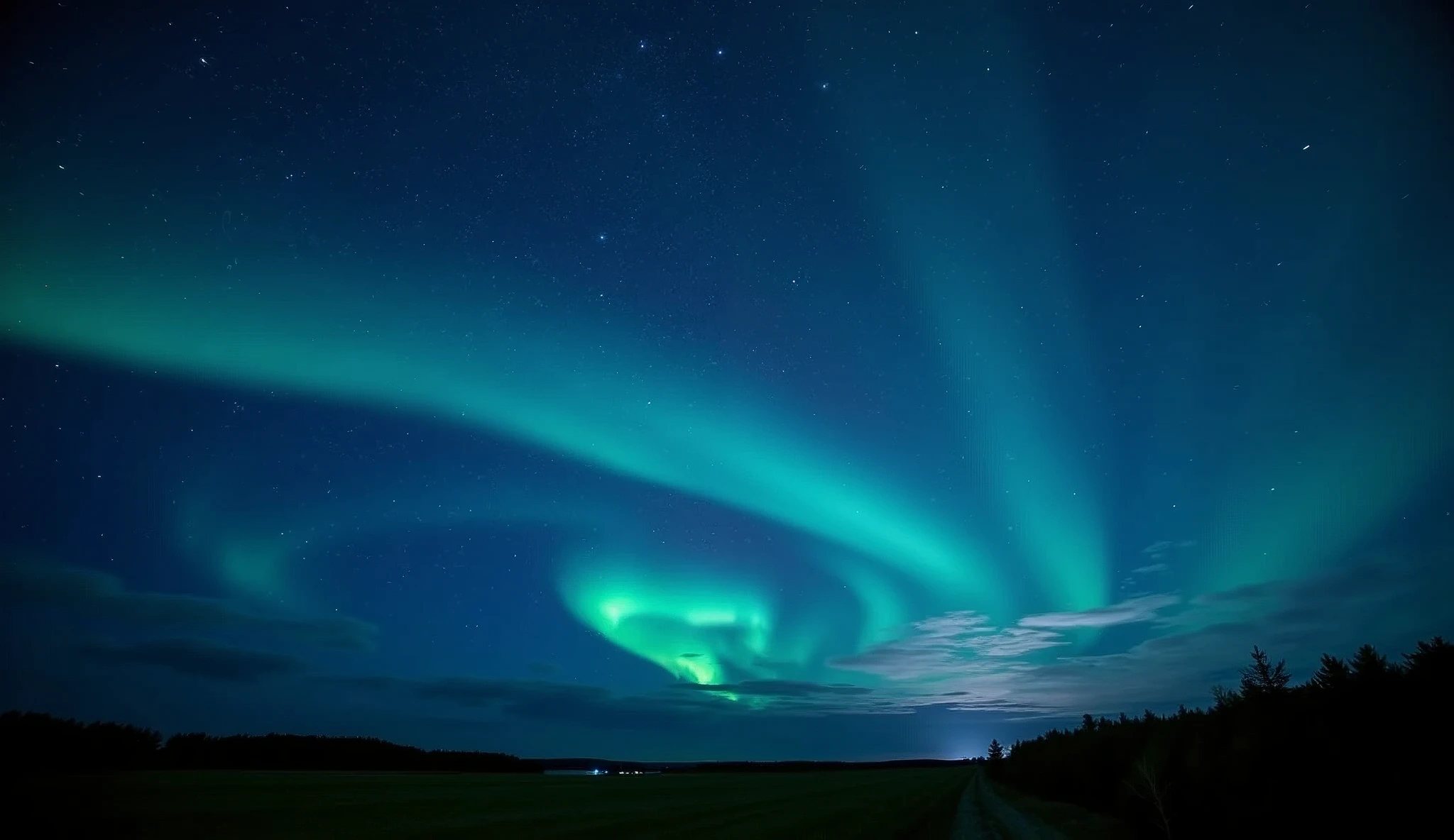 A beautiful night sky,aurora,Stars
