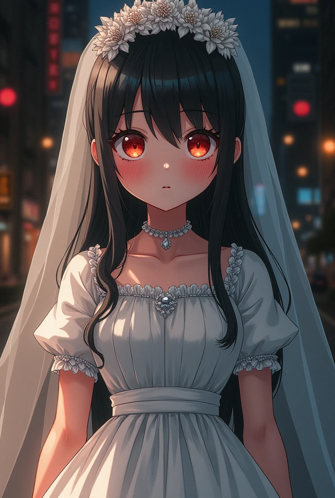 young scared anime bride