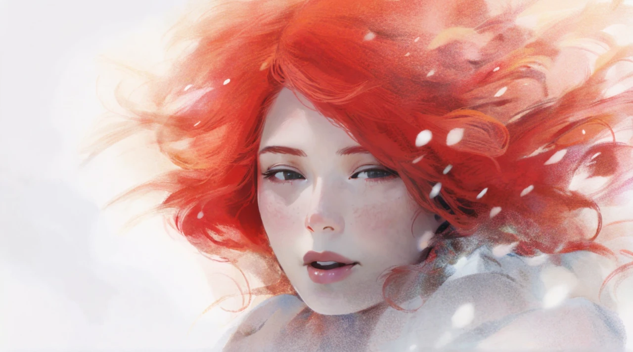 Girl red hair, pixel, art