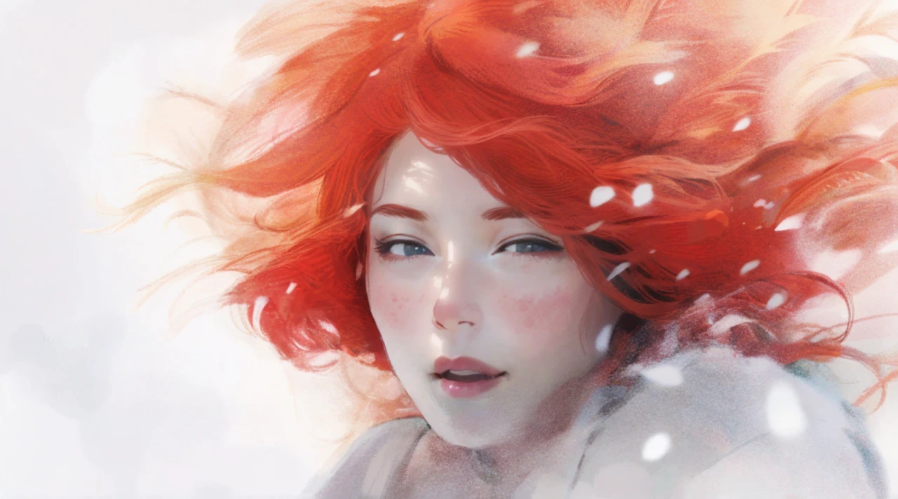 Girl red hair, pixel, art