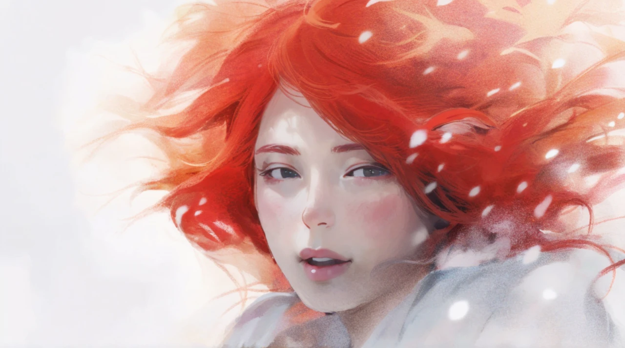 Girl red hair, pixel, art