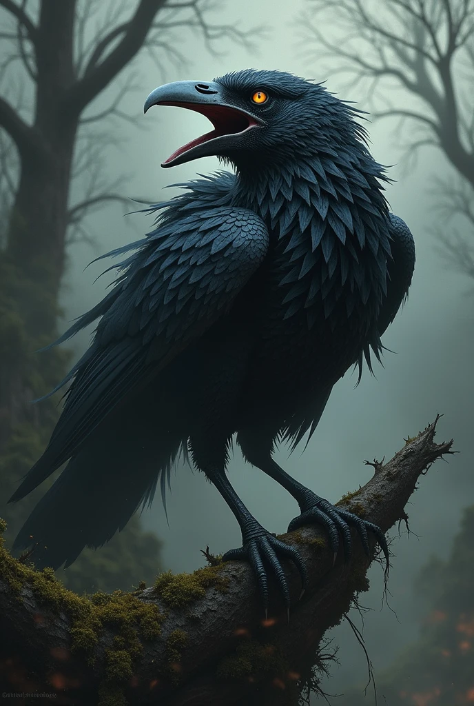 Fusion of a crow with a reptile
