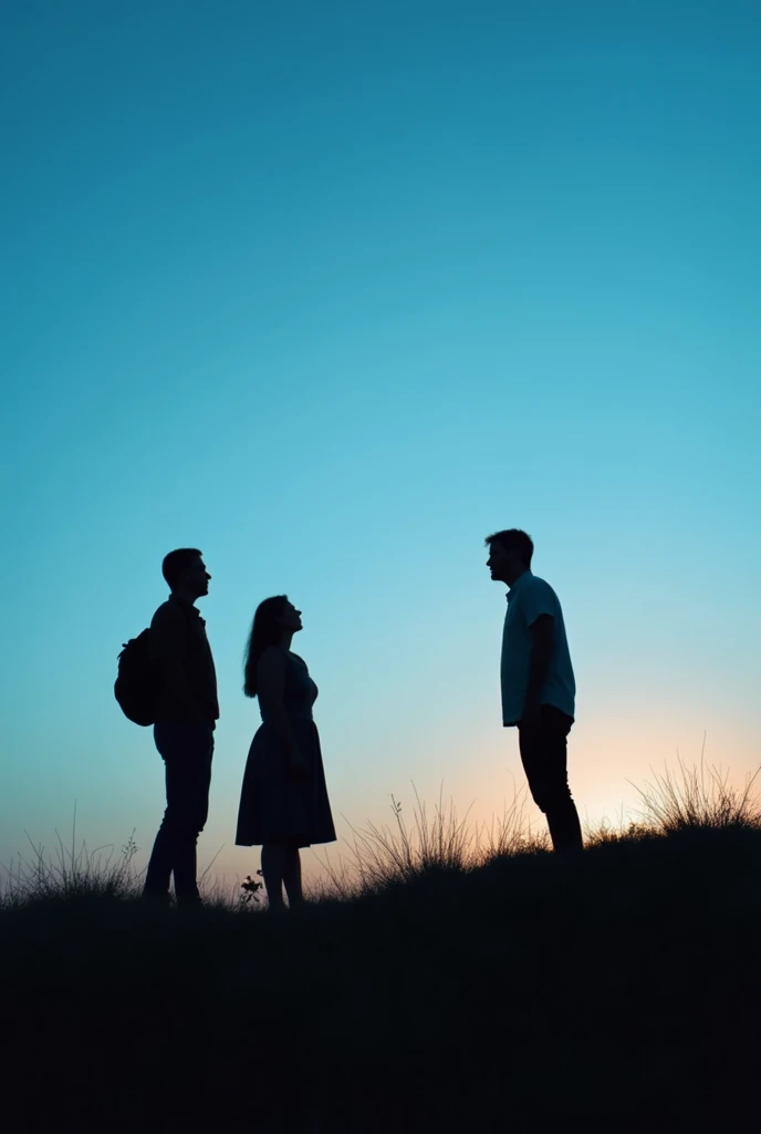 People asking for forgiveness from the blue sky, but people like a silhouette