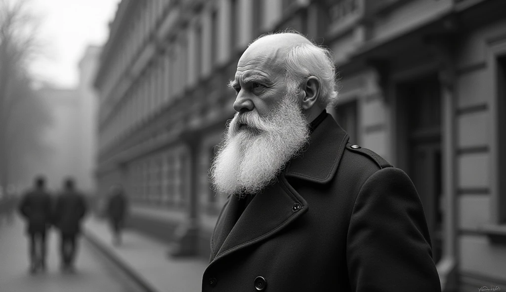 make a black and white image of Piotr Kropotkin