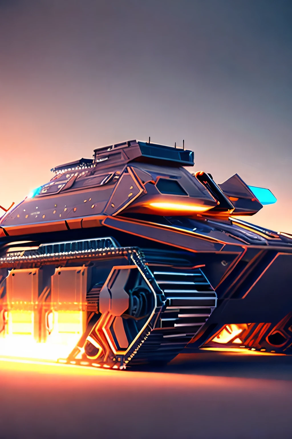 transparent armored tank, 360 degree beam cannon, solar panels, stealth type, recognition obstruction, shading effects, gradation magic effects, (ultra detailed, absolutely resolution, best quality:1.3), 2.5D, delicate and dynamic, graphic CG digital art