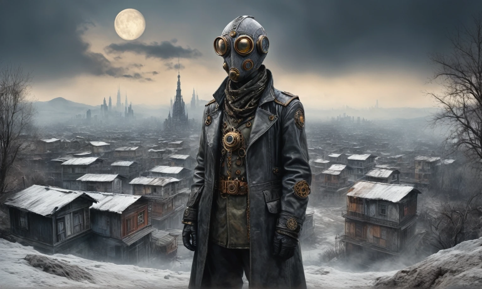 insane USSR soldier,pinhead, camouflage Rusty, Ambient in a meteorite ,graphite witch after a psychiatric clinic,winter,intricate landscape,slate grey atmosphere,film grain,faded,eyes extremely detailed,another world,ring of truth,view from height,once pretty face,eyebrow up,full body shot,ominous landscape, Simon Stalenhag,Nicola Samori,full body shot,beggar paladium The Alien Entity,Technicolor,natural skin textures, hyper realism, hyper detailed,Extremely detailed,High contrast,Masterpiece,Realistic,Ultra Detailed, intricate details,realistic humid leather,extremly intricate,Epic Realistic, cinematic style,irina yermolova,high contrast,hdr,extremely detailed, deep night landscape,masterpiece,intricate details,faded,eyes extremely detailed, high detailed eyes,8k resolution,RAW,retina, Nikon Z9,China,Guangxi Zhuang of China,tkt style,ears perfect, transition between two art styles, Ink painting to photorealism, Double contact, X-ray, Creative, vivid light, masterpiece, fantasy, Abstract Surrealism, super detailed, high resolution, stop:35;Her skin is pale, almost translucent,ancient rock,a hot air soars through the layers of clouds, revealing a colossal and enigmatic cityscape nestled within. The buildings in this ethereal city are adorned with intricate details and exude an aura of mystery. Above the cityscape, lend an enchanting touch to the scene. steampunk. The intricate mechanics create a sense of wonder and fascination, as if stepping into a dreamlike realism