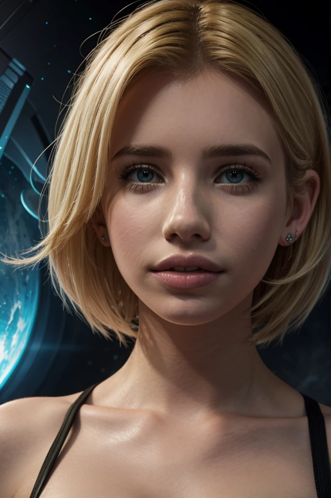 ((blonde Emma Roberts:1.2), alien attached to her face, scary spaceship interior, realistic, cinematic, 8k, high quality, hyper detailed, intricate, photorealistic, dramatic lighting, moody atmosphere, intricate textures, epic scale, masterpiece)