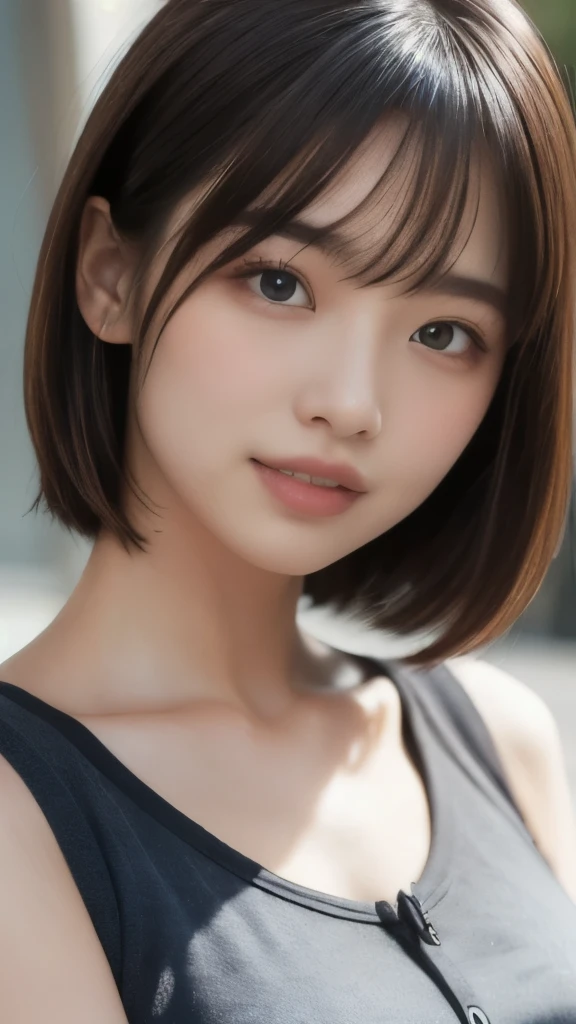 8k,Highest quality,(masterpiece:1.2),(Realistic),(Realistic:1.37),Ultra-high resolution,One Young Woman,smile,Beautiful Eyes,(((Cute casual clothes))),Perfect body,Perfect Fingers,Professional Lighting,gravure,Detailed face and skin texture,fine grain,RAW Photos