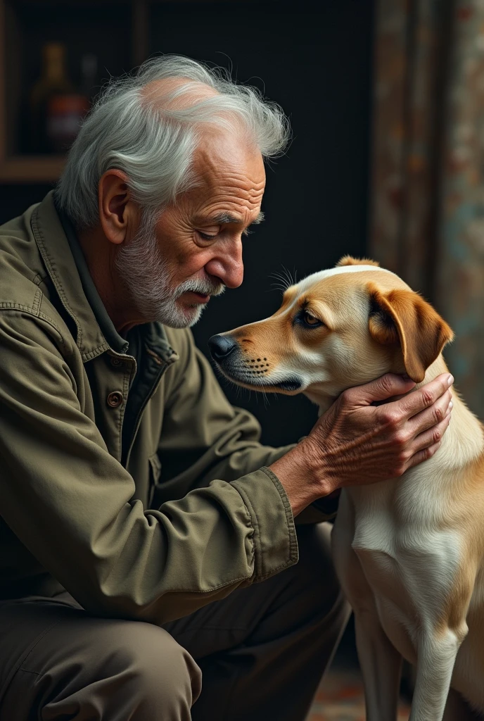 The old man and the old dog loved each other,but something bad happened