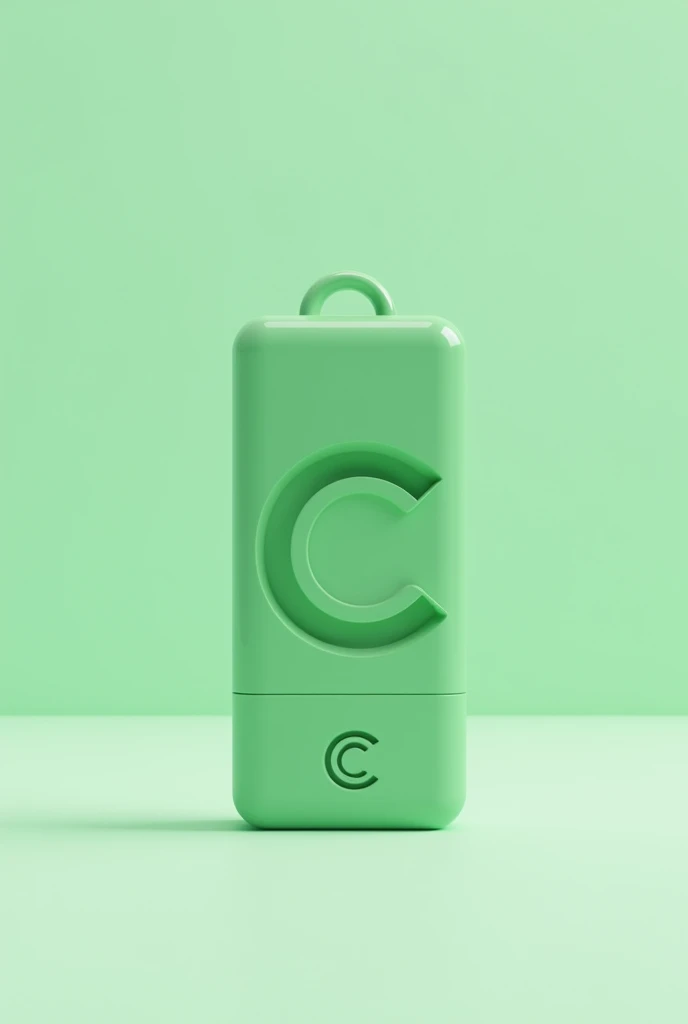 A green USB stick with the letter C on it