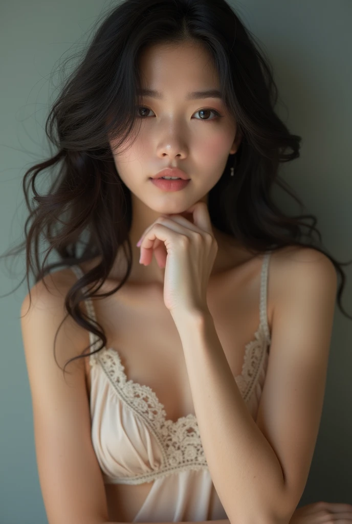 masterpiece,Highest quality,taller than, One girl, Asian, beautiful face, face_concentrated,Underarm、Completely naked