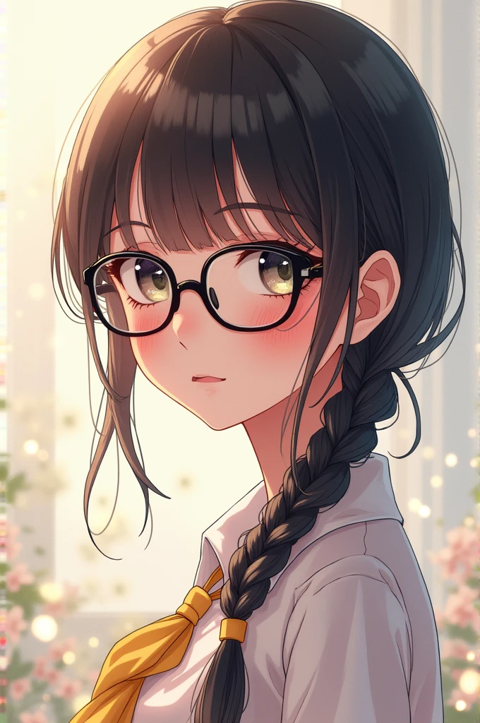 Anime girl with glasses and braided hair
