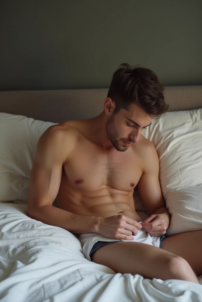 White men showing penis naked in bed without clothes 