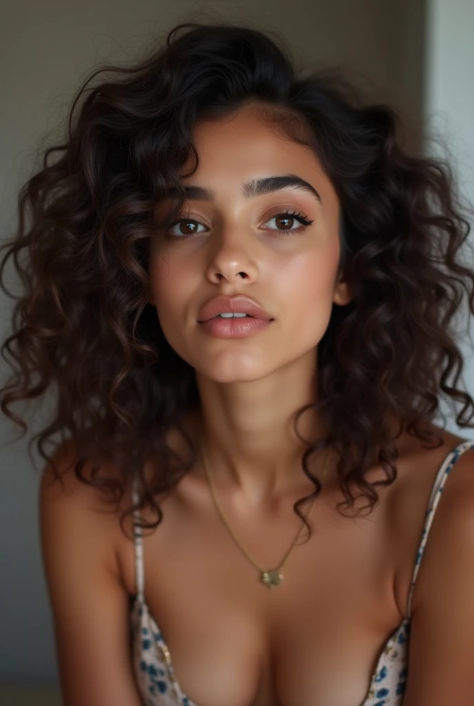 (((jeune fille magrébine, 18 ans))), ((seule)), (((cheveux noirs curly hair))), ((cheveux beaux et brillants)), ((cheveux longueurs épaules)), (yeux couleur noisette), (((grands yeux))), ((arabe marocaine)), (((charmante et innocente))), ((curieuse)), (regard mignon), ((longs cils)), ((yeux en amandes)), (mâchoire carré), ((regard intense et chaud)), ((mignonne)), (((eyeliner noir))), (((rouge à lèvres rouge foncé))), ((vernis blanc sur les mains et les pieds)), ((lèvres pulpeuse)), ((courbes sexy)), ((jambes douces)), ((fesses rebondis et douces)), ((faux ongles blancs)), ((abdominaux tracés)), (abdominaux visibles), ((vernis blanc)), ((grande et belle)), ((taille fine)), ((taille mannequin)), ((cul parfait et divin)), ((seins parfait et divin)), ((corps de déesse)), (((corps parfait))), ((belles jambes lissent)), (belles mains), (beaux pieds), (sensuelle), (((sublime))), (meilleure qualité), 8k ultra HD, haute résolution