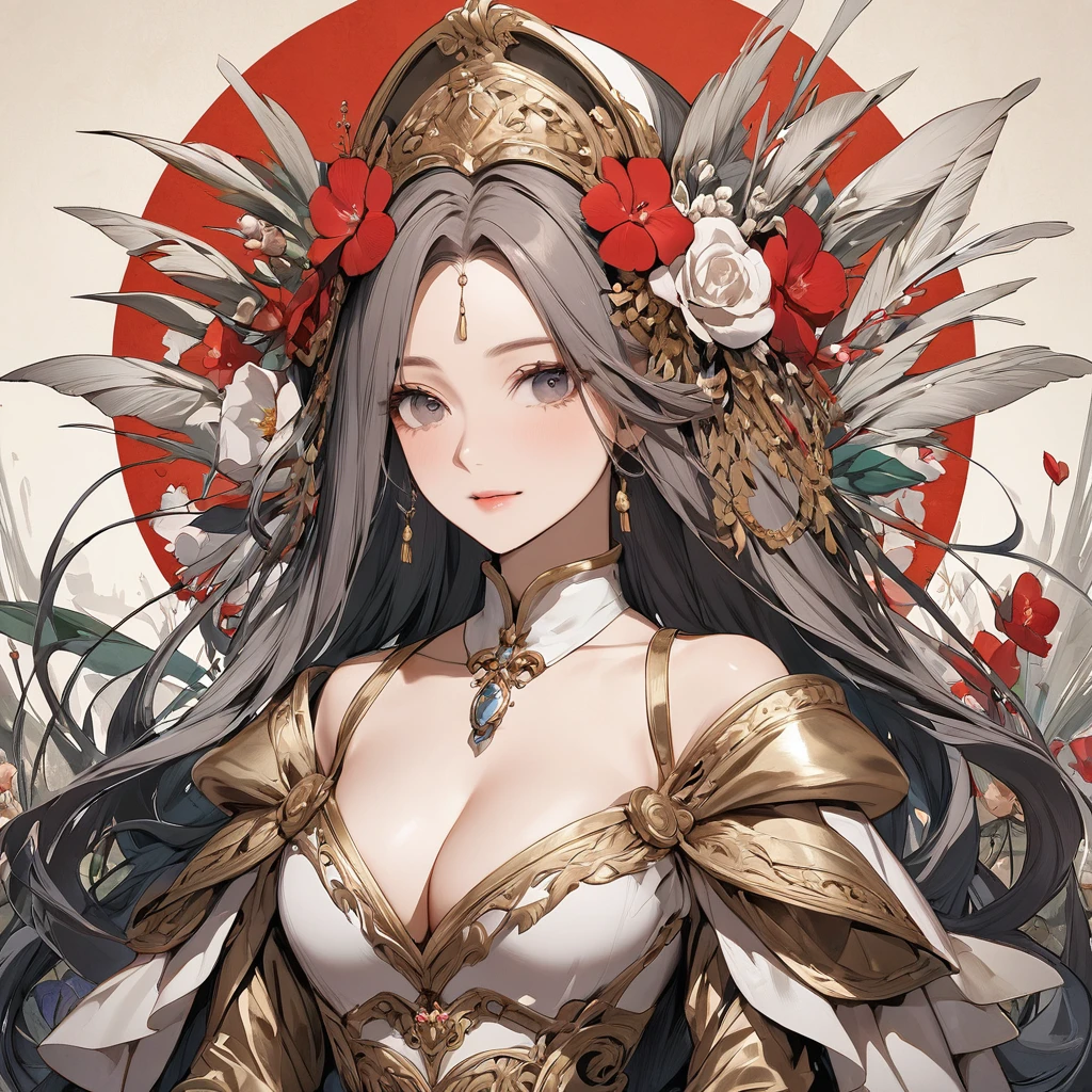 The woman's face is golden Tutankhamun、((Highest quality)), ((masterpiece)), (detailed), (Perfect Face)、The woman with the golden mask of Tutankhamun from ancient Egypt is Yuuki Asuna, with light brown, medium-long hair, a magnificent Tutankhamun hat, a face completely resembling Tutankhamun, and a costume resembling Cleopatra.、The woman is dressed as Tutankhamun of ancient Egypt.、Woman sits on the throne of ancient Egypt and reigns