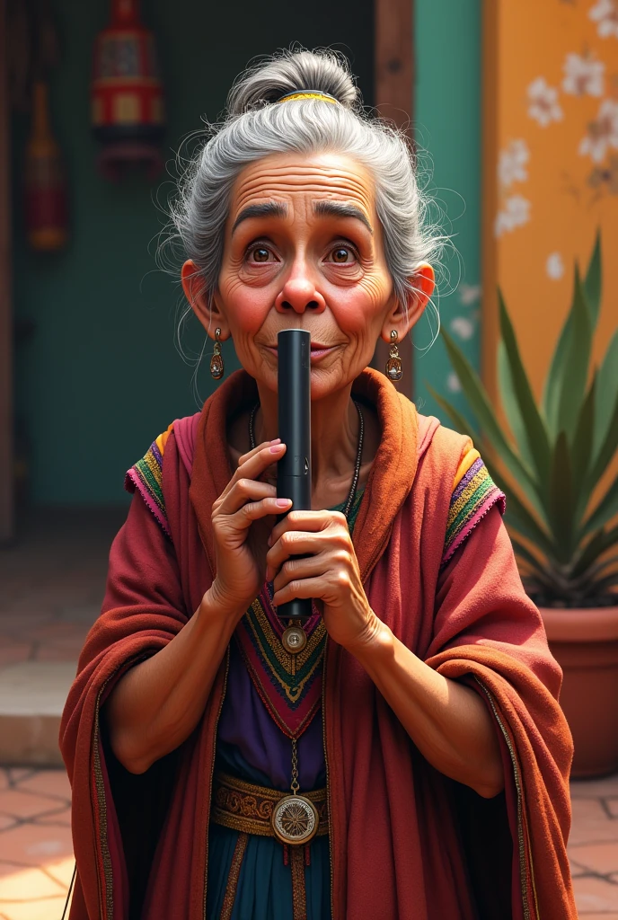 Mama coco blowing a black whistle