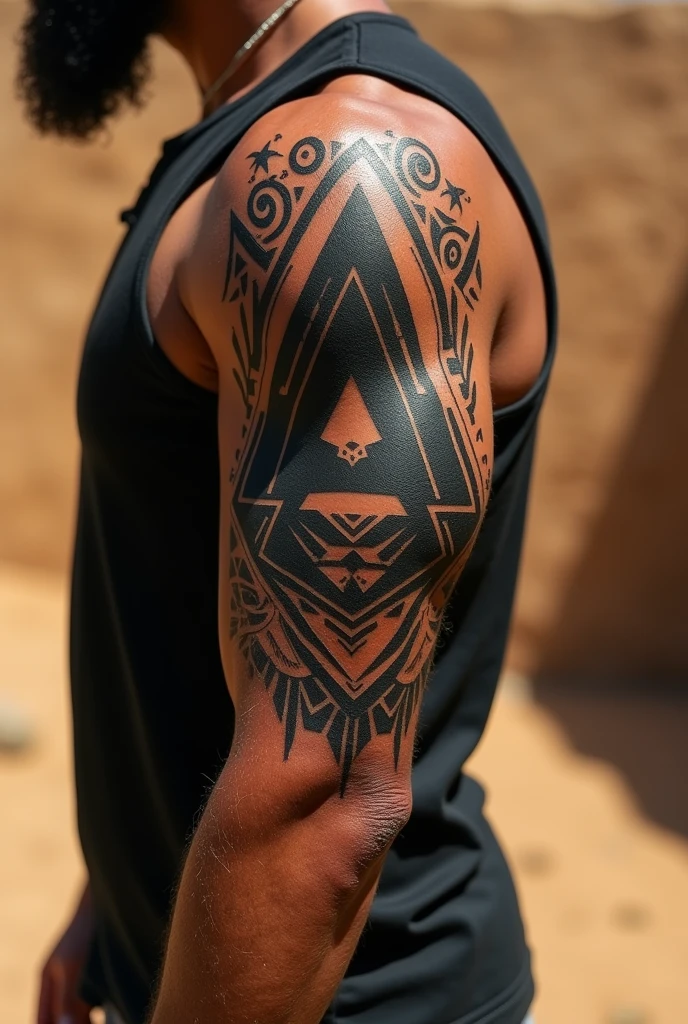 Create a tattoo for men: Make an arm sleeve where you include 3 consecutive triangles vertically, You could use something Egyptian or Nordic in theme.