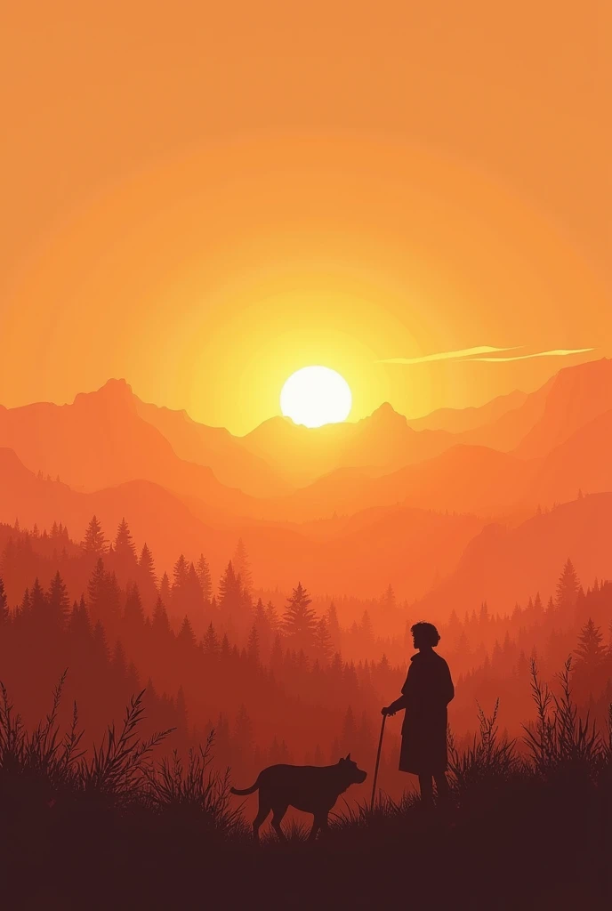 best quality、landscape painting、Plains、Sunset、orange、look back