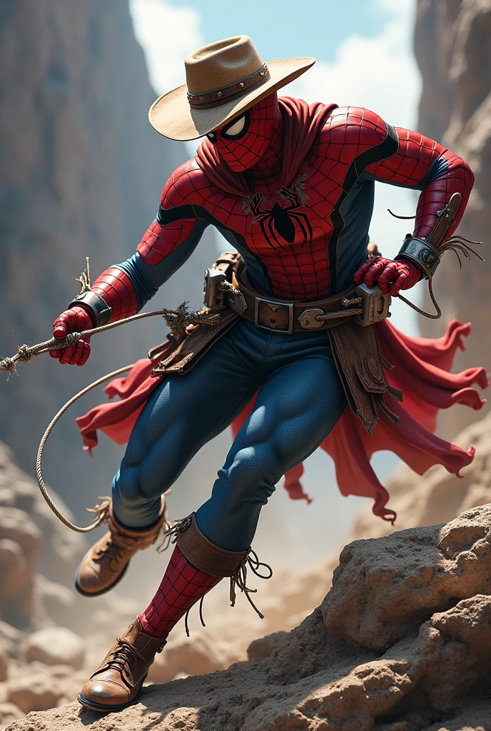 Cowboy Spider-man fighting against Alpha Hill 


