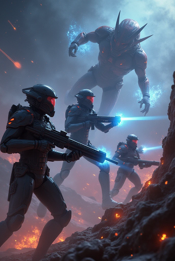A group of soldiers fighting evil in space