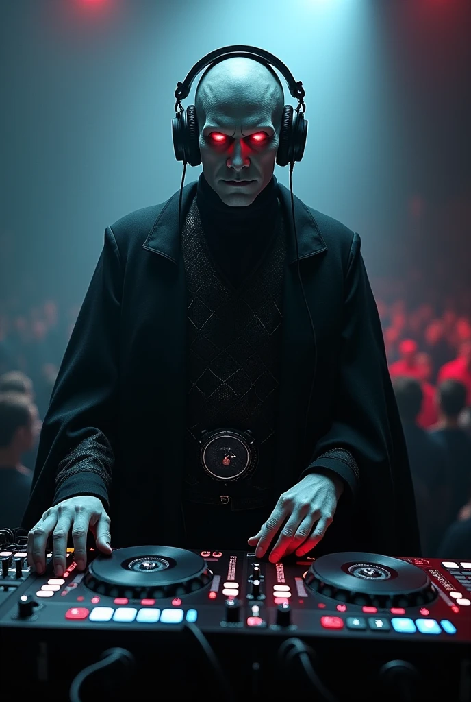 Create an image of Lord Voldemort as a DJ
