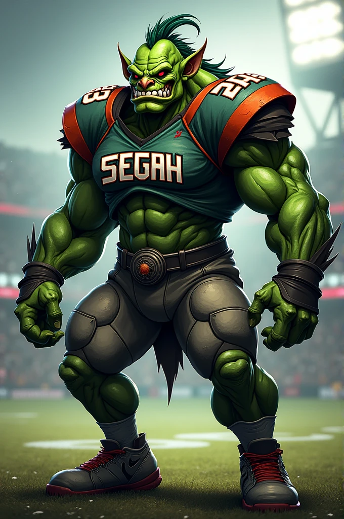 make a logo for a muscular goblin football named SEGAH