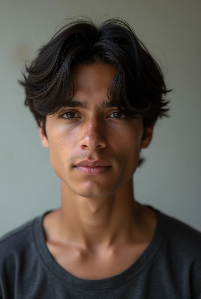 A photo of a dark-skinned, straight-haired 18-year-old Uruguayan boy